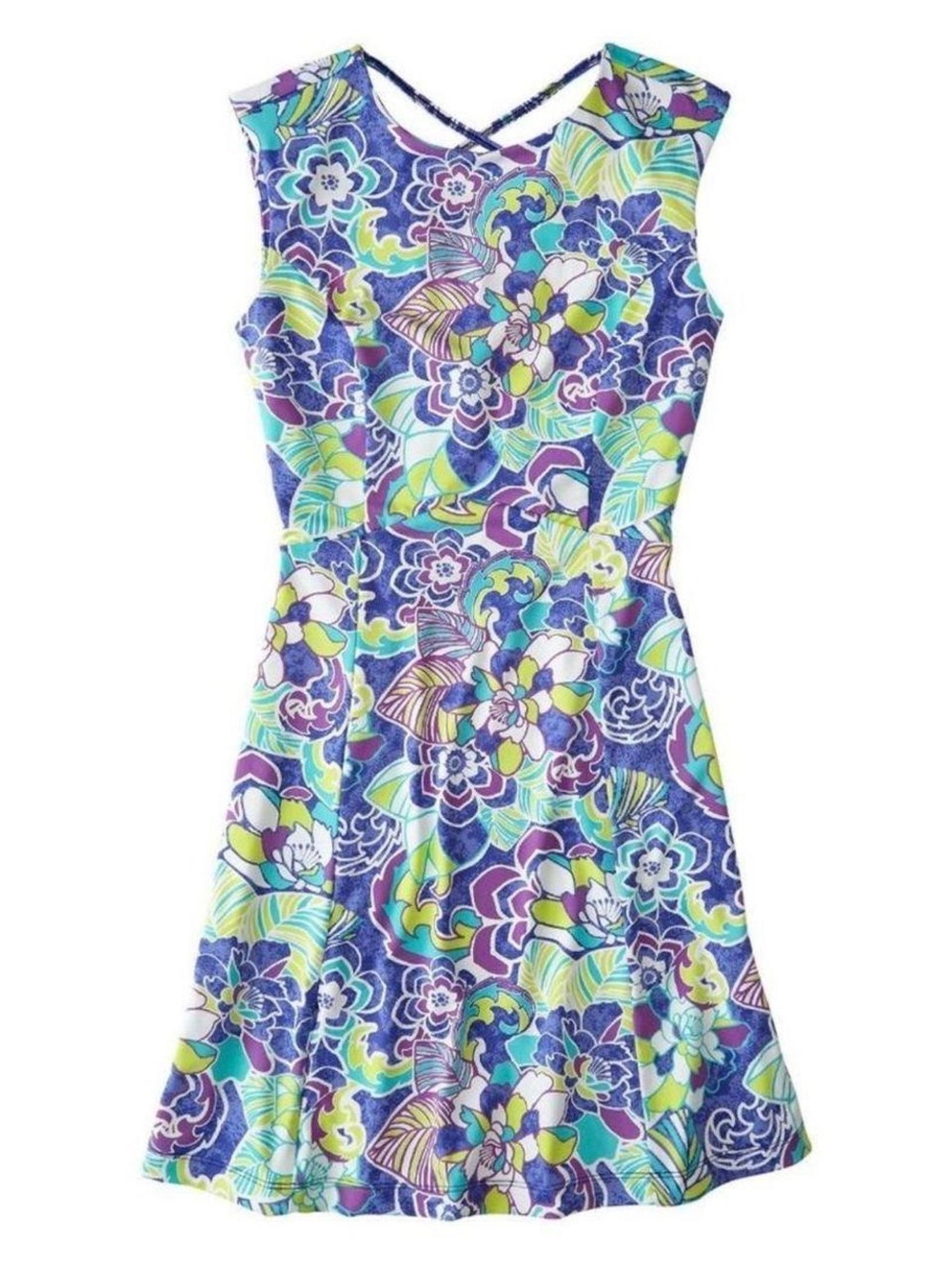 Title Nine Steadfast Diamalete Dress Blue Floral Sleeveless Strappy Back Small - Picture 2 of 7